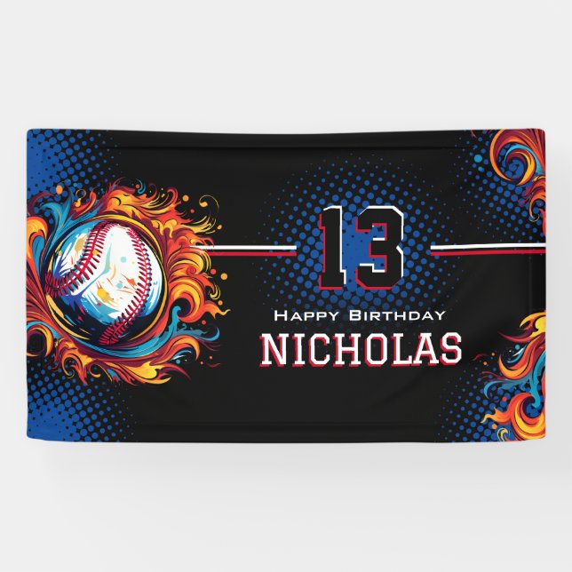 Baseball-Birthday-Party Banner (Horizontal)
