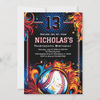 Baseball-Birthday-Party Einladung