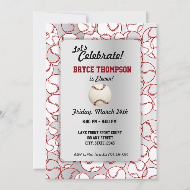 Baseball-Birthday-Party Einladung (Vorderseite)