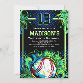 Baseball-Birthday-Party Einladung