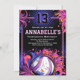 Baseball-Birthday-Party Einladung