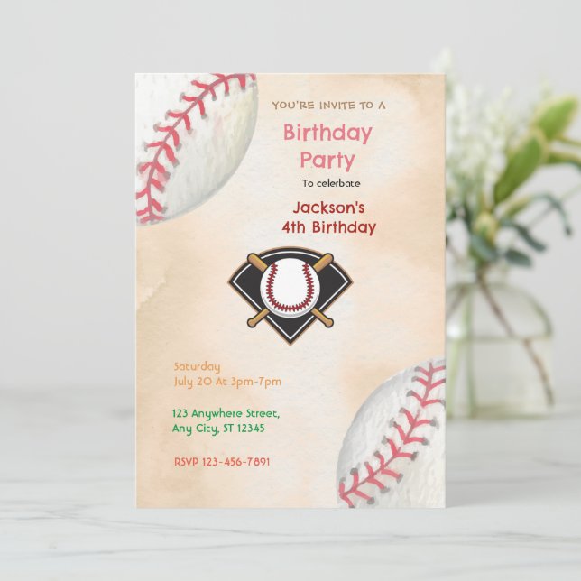 Baseball-Birthday-Party Einladung (Stehend Vorderseite)