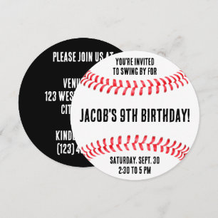 Baseball Birthday Party Individuelle Name und Info Einladung