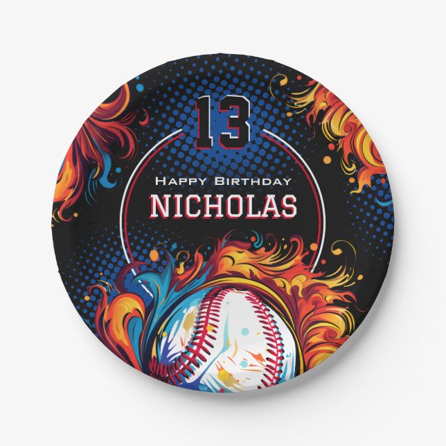 Baseball-Birthday-Party Pappteller (Vorderseite)