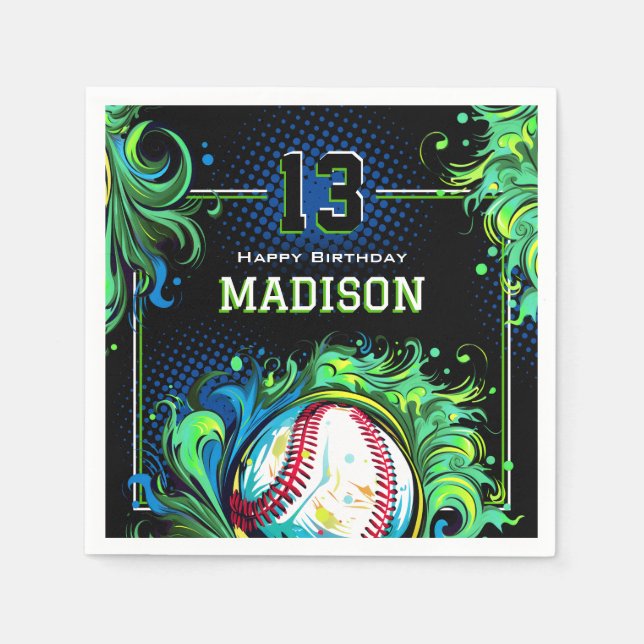 Baseball-Birthday-Party Serviette (Vorderseite)