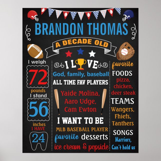 Baseball-Birthday-Tafelschild Poster (Vorne)