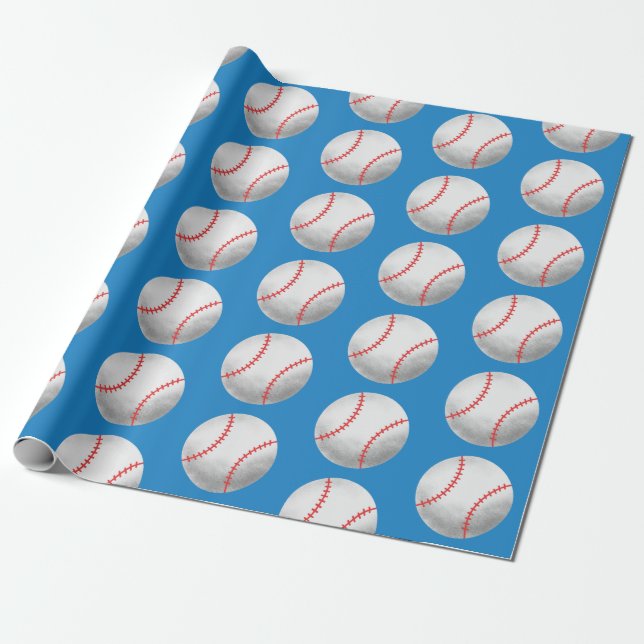 Baseball Blau und Rot Muster Geschenkpapier (Ungerollt)