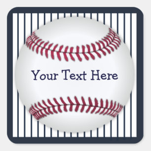 Baseball-blaues Button Stripes personalisiertes Quadratischer Aufkleber