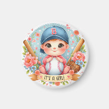 Baseball Bliss Baby Girl Ankündigung Floral Baby