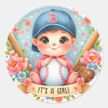 Baseball Bliss Baby Girl Ankündigung Floral Baby