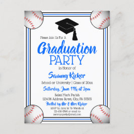 Baseball Blue & Black Graduation Party Einladungspostkarte