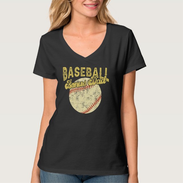 Baseball Bonus Dad Family Matching Funny Fathers D T-Shirt (Vorderseite)