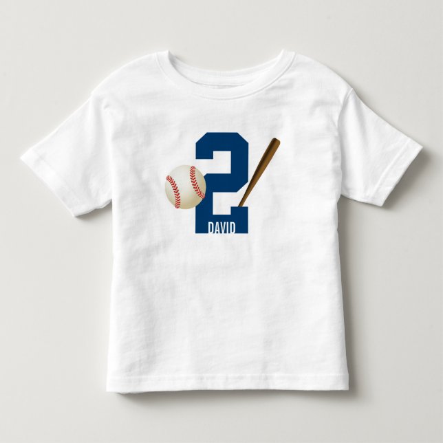 Baseball Boy All Star Individuelle Name 2. Geburts Kleinkind T-shirt (Vorderseite)