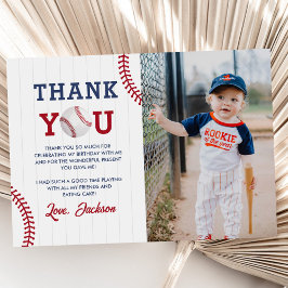 Baseball Boy Birthday Party Foto Dankeskarte
