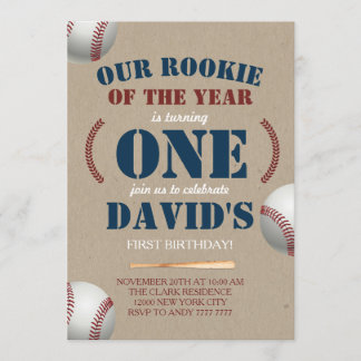 Baseball Boy First Birthday Rookie des Jahres Einladung