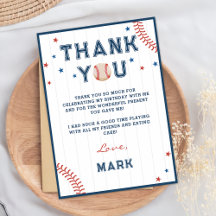 Baseball Boys Geburtstag Danke Karte