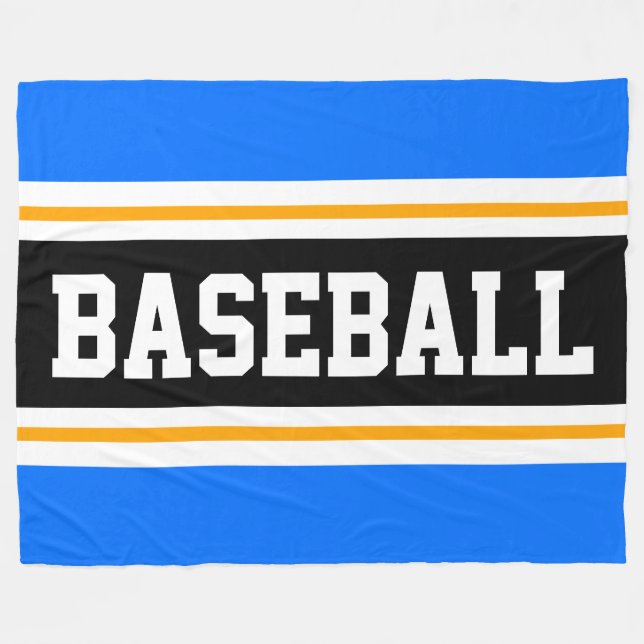 BASEBALL Bright Blue Yellow Black Athletic Stripes Fleecedecke (Vorderseite (Horizontal))