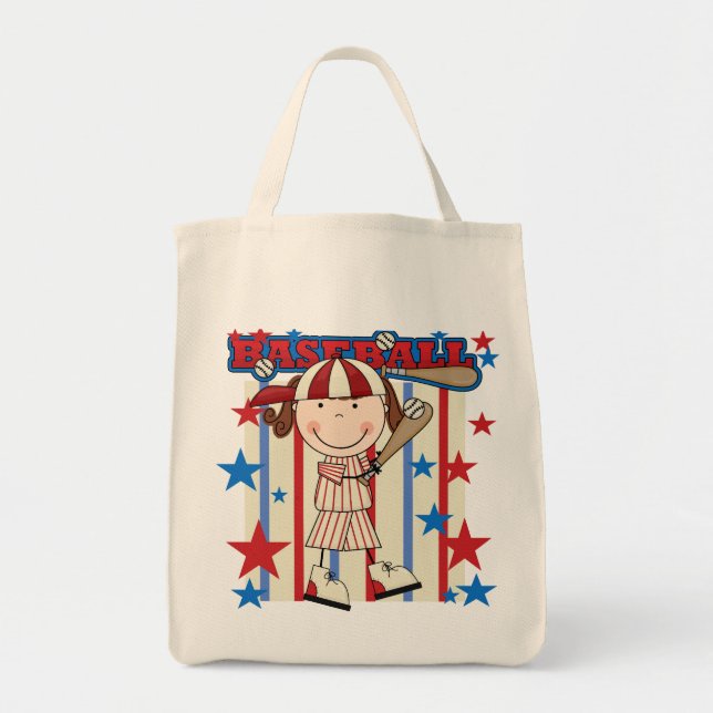 BASEBALL brünette Mädchen-T-Shirts und Geschenke Tragetasche (Vorne)
