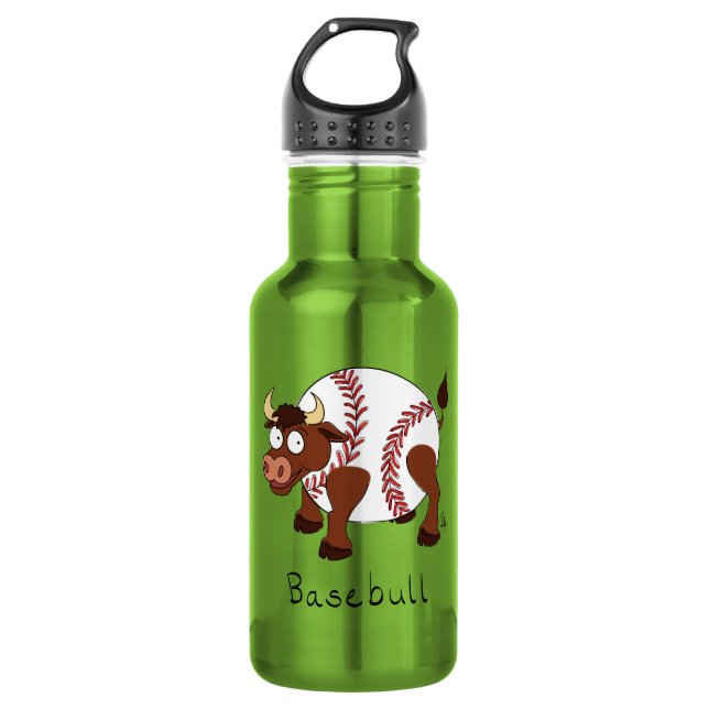 Baseball Bull Sports Funny Kids Edelstahlflasche (Vorderseite)
