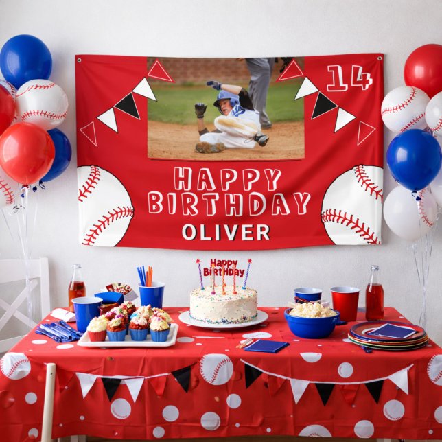 Baseball Bunting Flags Rotes Foto Geburtstag Banner (Von Creator hochgeladen)