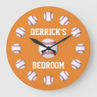Baseball Cadmium Orange Exklusive Farbgestaltung Große Wanduhr