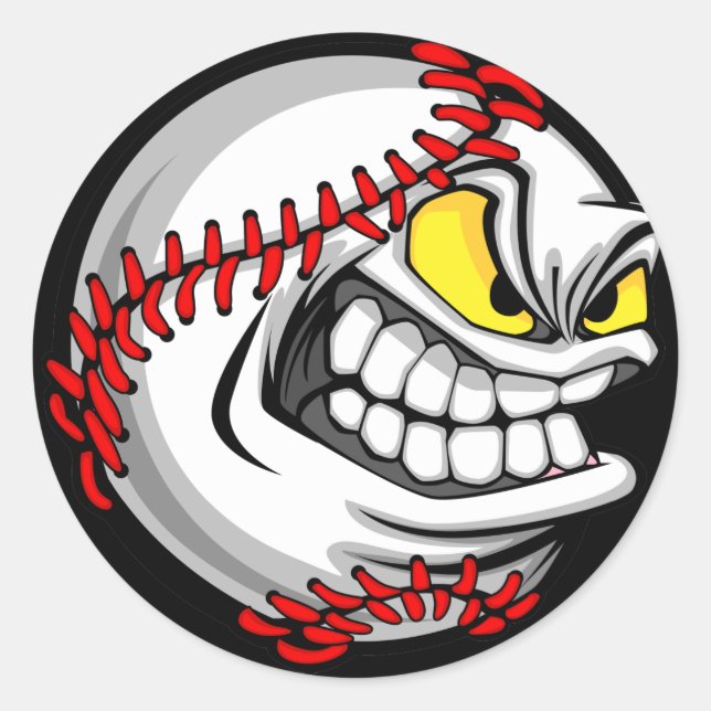 Baseball-Cartoon-Sticker Runder Aufkleber (Vorderseite)