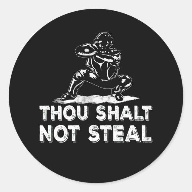 Baseball Catcher du Shalt nicht stehlen religiösen Runder Aufkleber (Vorderseite)
