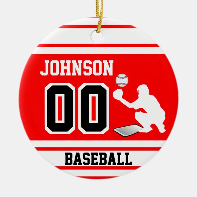 Baseball Catcher | Erstellen Sie Ihre eigenen Keramik Ornament (Vorne)