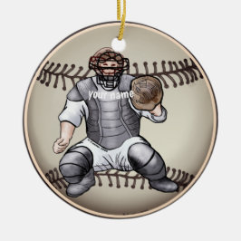 Baseball Catcher-individuelle Name Keramik Ornament