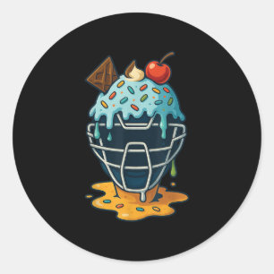 Baseball Catcher Mask Ice Creme Tropfen Sprinkles Runder Aufkleber