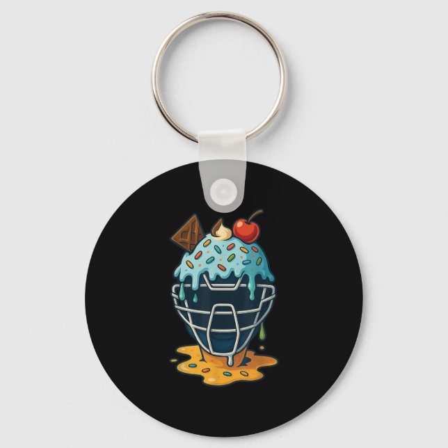 Baseball Catcher Mask Ice Creme Tropfen Sprinkles  Schlüsselanhänger (Vorderseite)