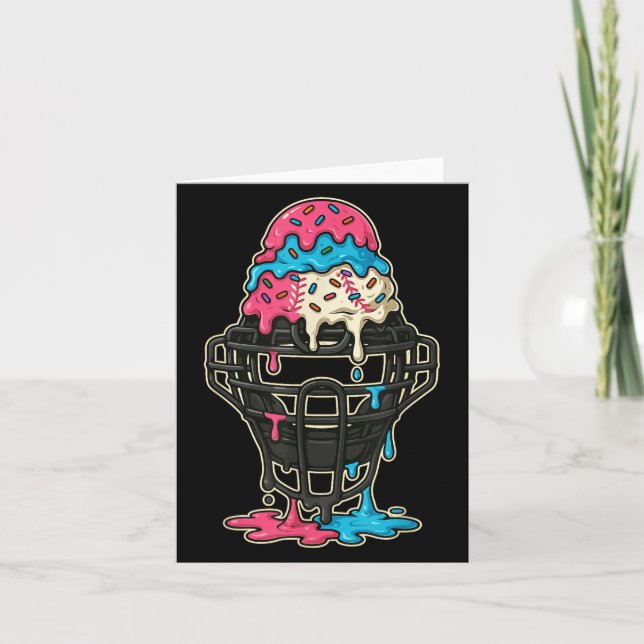 Baseball Catcher Maske Ice Creme Tropfen Baseball  Karte (Vorderseite)