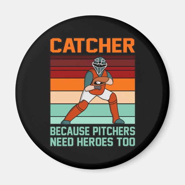 Baseball Catcher Pitcher Sportspieler Obertrainer Magnet (Vorne)
