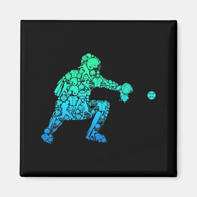 Baseball Catcher Player Jugend Männer Kinder Junge Magnet (Vorne)