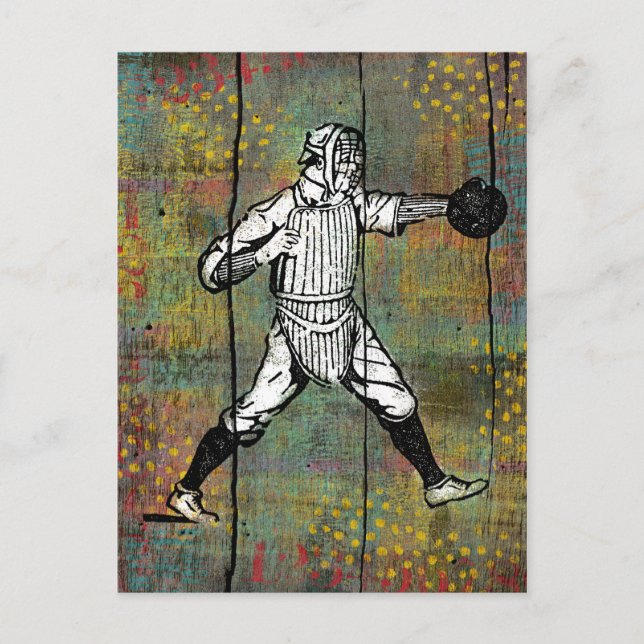 Baseball Catcher Postcard farbenfroher Wald Postkarte (Vorderseite)