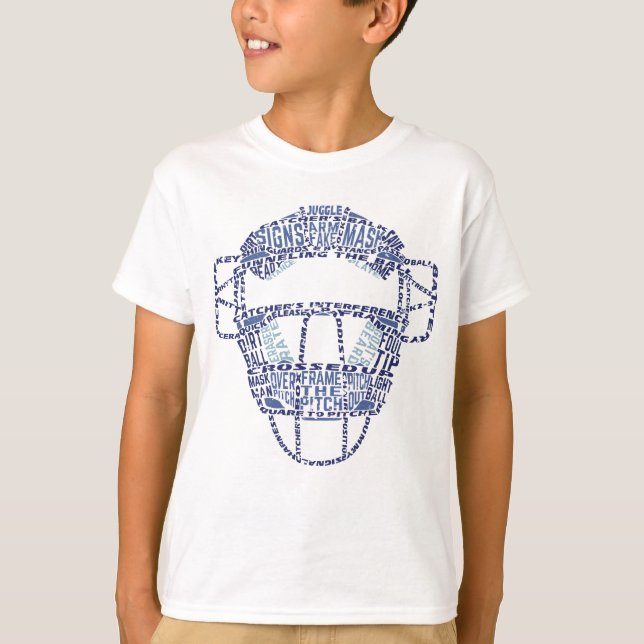 Baseball Catchers Maske Typografie T-Shirt (Vorderseite)