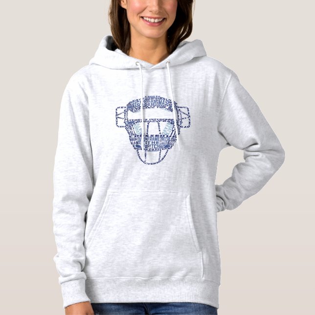 Baseball Catchers Maske Typografie Word Art Hoodie (Vorderseite)