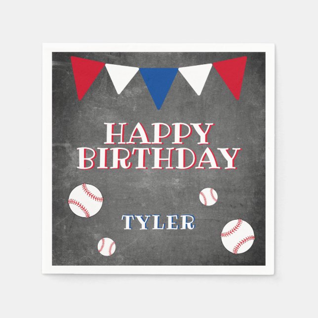 Baseball Chalkboard Kindergeburtstag Party Serviette (Vorderseite)