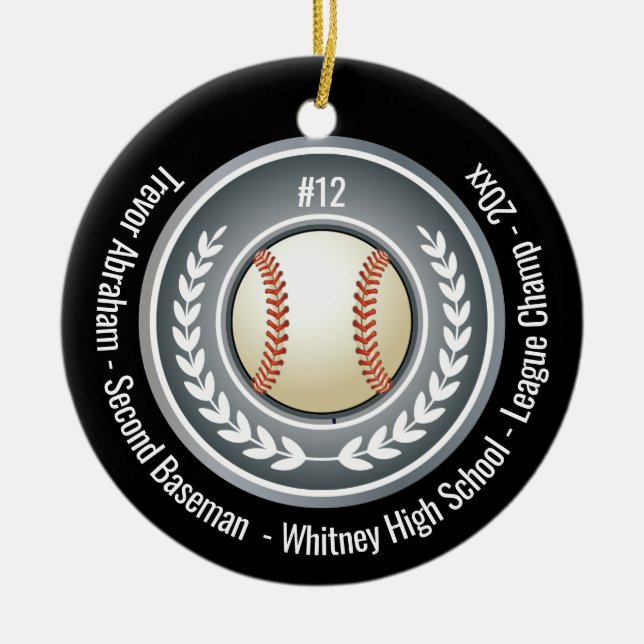Baseball Champion Player School Black Keramik Ornament (Vorne)
