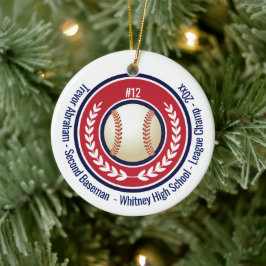 Baseball Champion Player School Red, White Blue Keramik Ornament