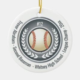 Baseball Champion Player School Silver Gray Keramik Ornament