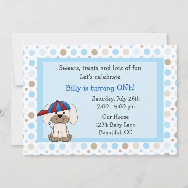 Baseball Chiot 1er Anniversaire Invitation pour Ga (Devant)