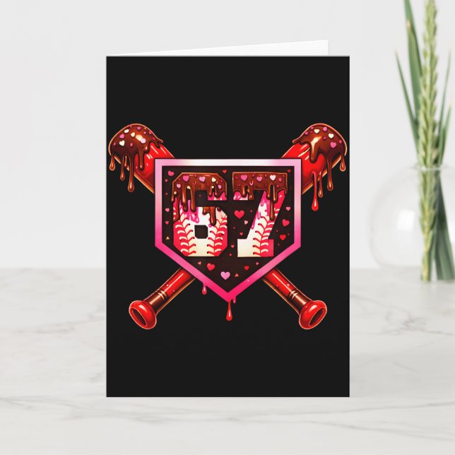 Baseball Chocolate Drip 67 Valentine Love Matching Karte (Vorderseite)