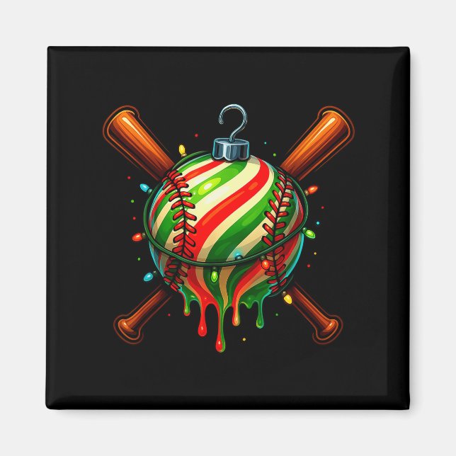 Baseball Christmas Ice Cream Drip Baseball Dripng  Magnet (Vorne)