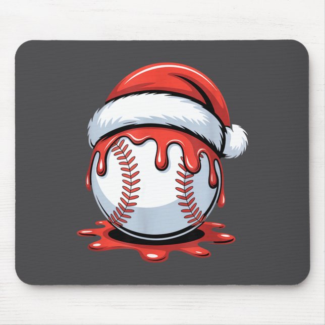 Baseball Christmas Santa Hat Dripng Festive Holida Mousepad (Vorne)
