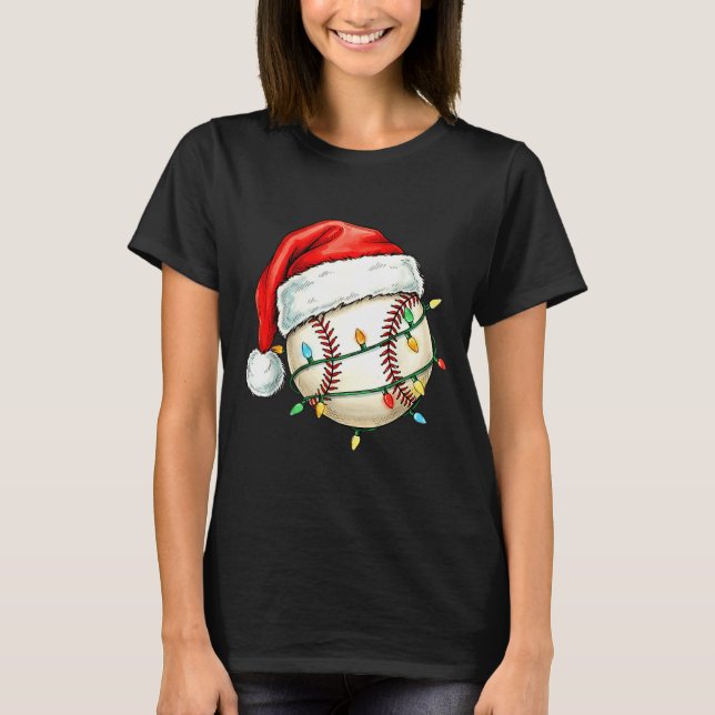 Baseball Christmas Shirt Funny Santa Hat Srt Men K (Vorderseite)