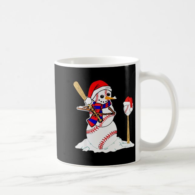 Baseball Christmas Snowman Playing Baseball  Kaffeetasse (Rechts)