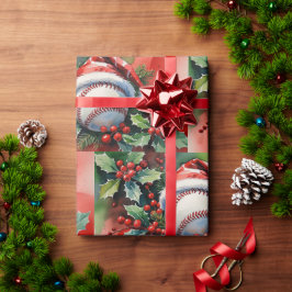 Baseball Christmas themed with Santa Hat  Geschenkpapier