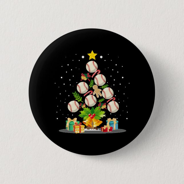 Baseball Christmas Tree Button (Vorderseite)