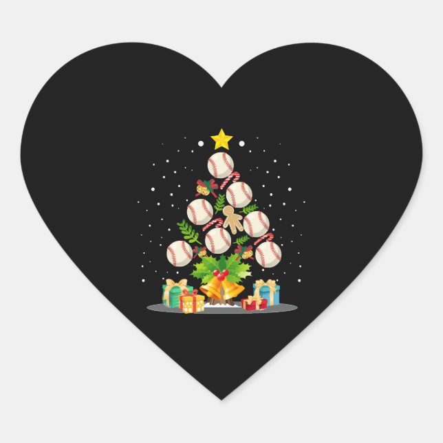 Baseball Christmas Tree Herz-Aufkleber (Vorderseite)
